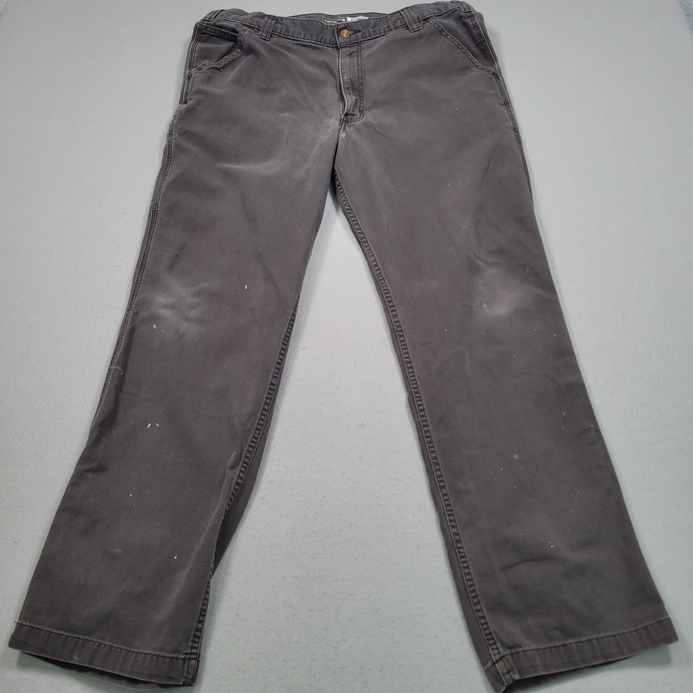 Carhartt Rugged Flex Relaxed Fit Canvas Work Pants Gray 38x34 BN2291-M Mens